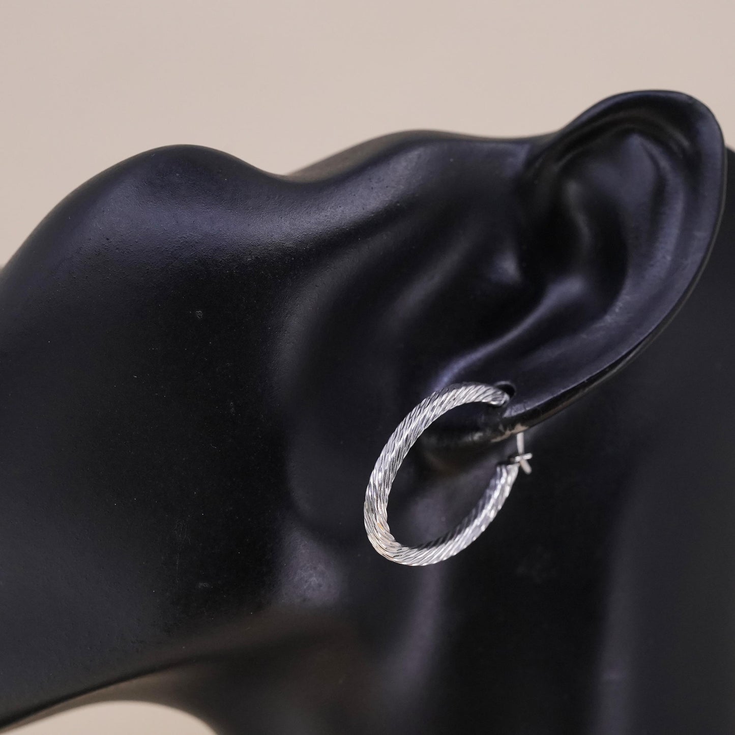 1.25”, Vintage sterling silver loop single earring, minimalist primitive hoop