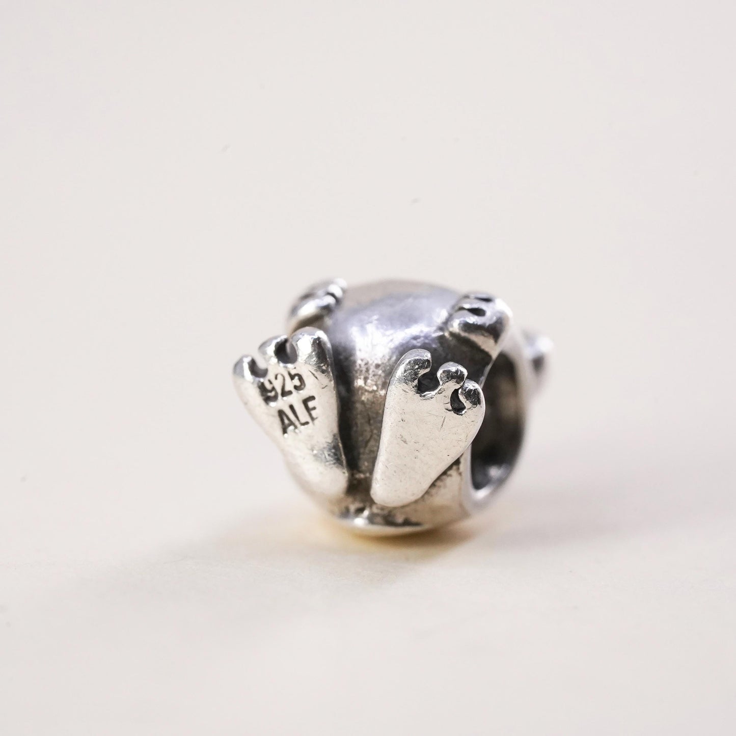 Vintage ALE Pandora sterling silver frog charm, 925 bead pendant