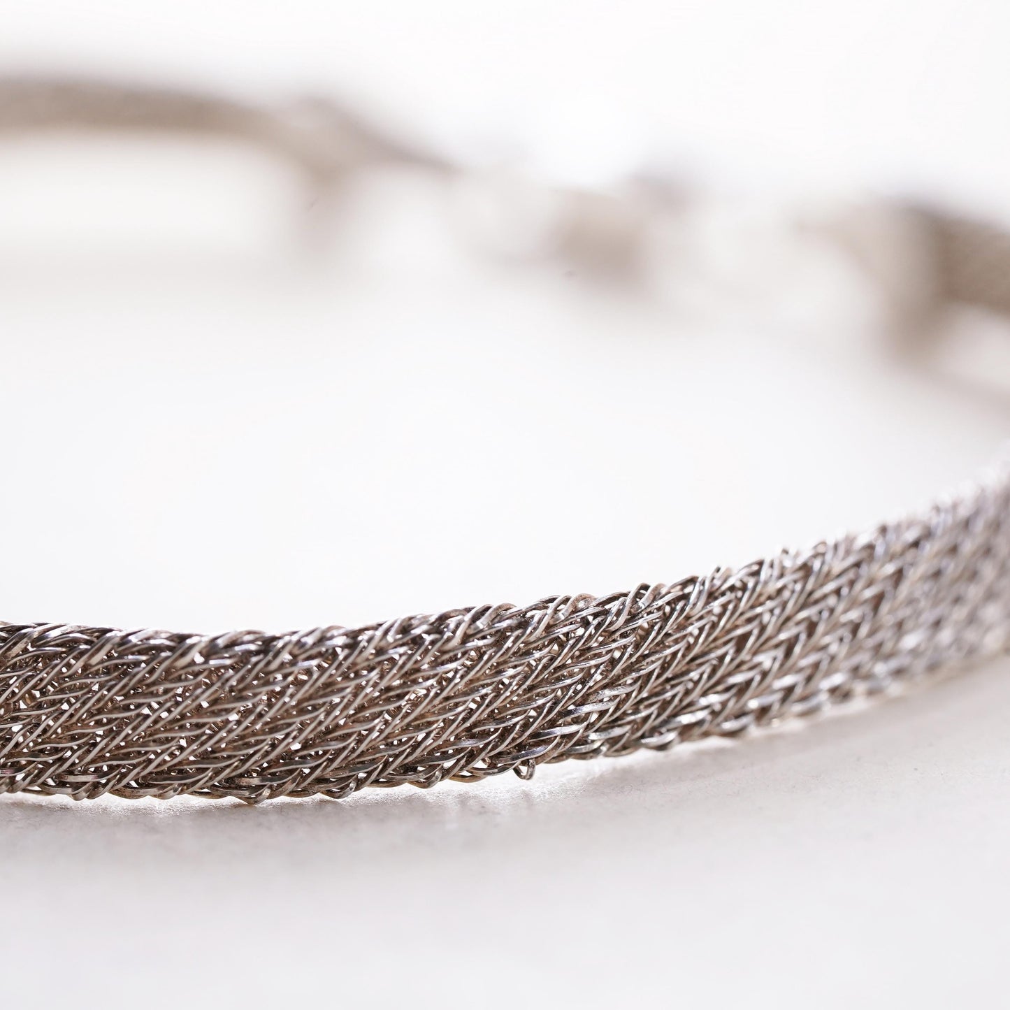 7.5” 6mm, Vintage sterling 925 silver mesh bracelet