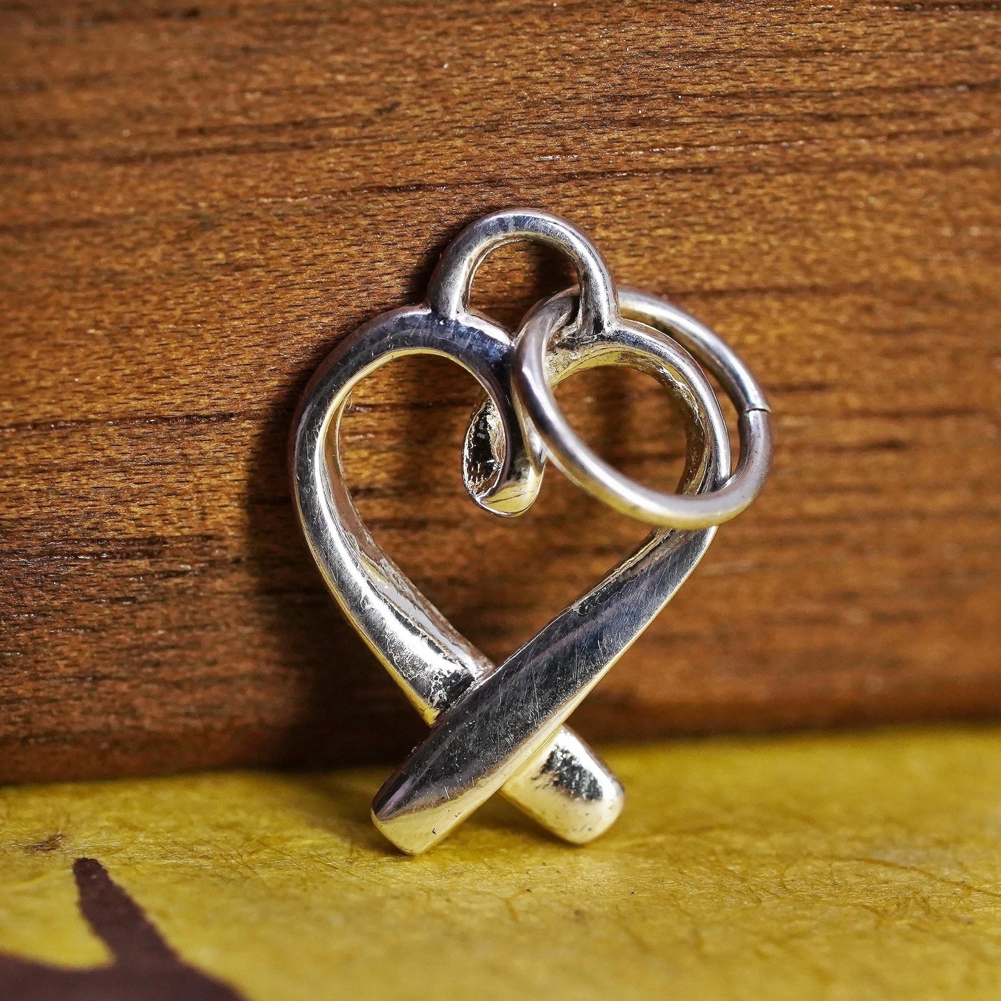 Vintage Sterling silver handmade charm, Mexico 925 heart pendant