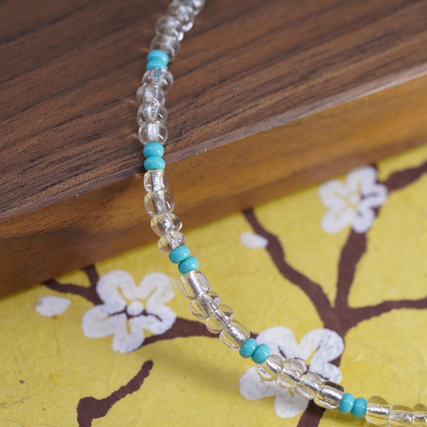 10.5", vintage Sterling silver anklet, 925 bracelet w/ turquoise crystal beads