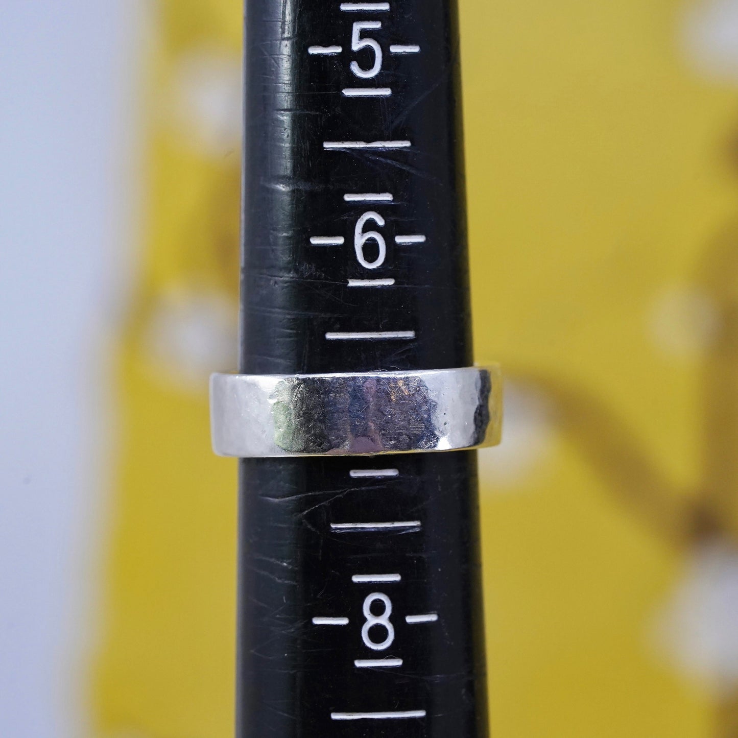 Size 7, vintage Sterling silver handmade ring, hammered 925 band