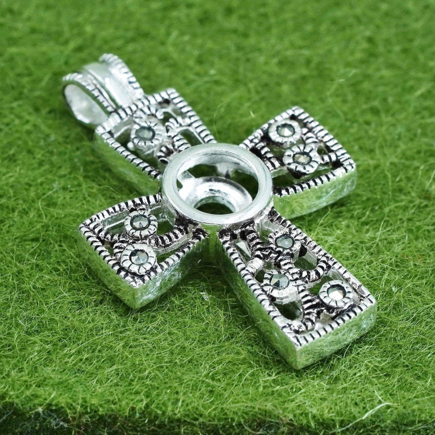 interchangeable handmade sterling silver cross pendant, 925 cage without stone
