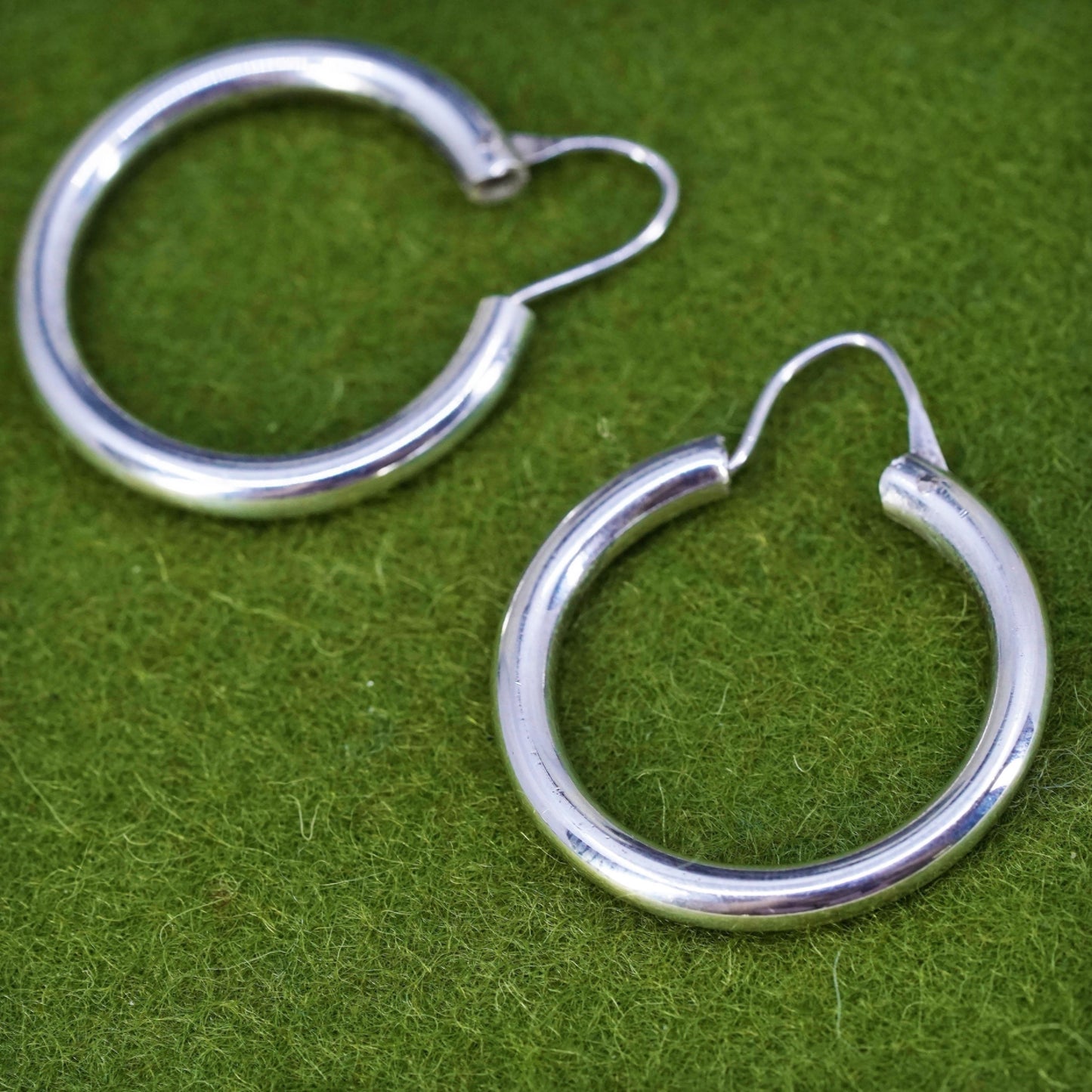 1.25", sterling silver loop earrings, fashion minimalist primitive wide hoops