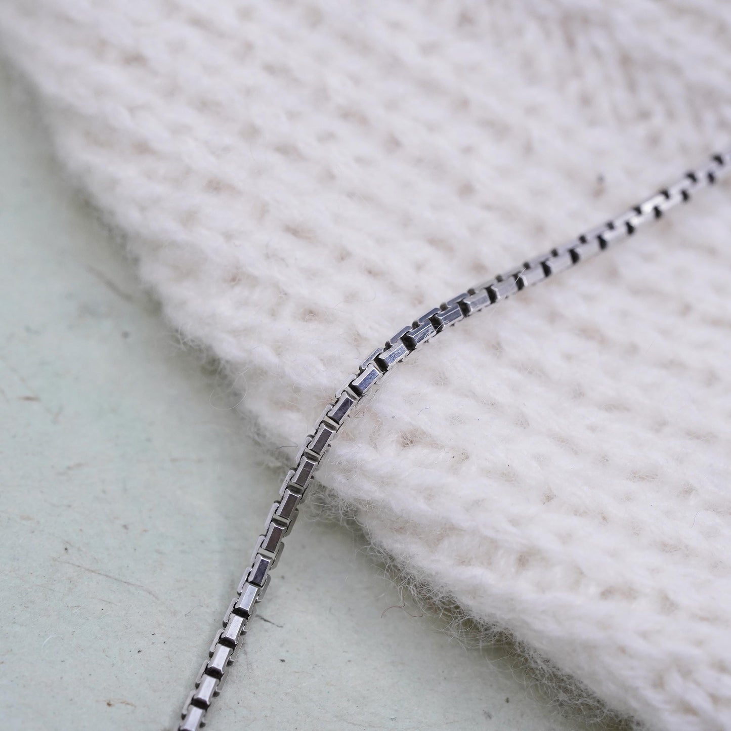 18" 2mm, Vintage sterling silver Italian 925 silver box chain, necklace