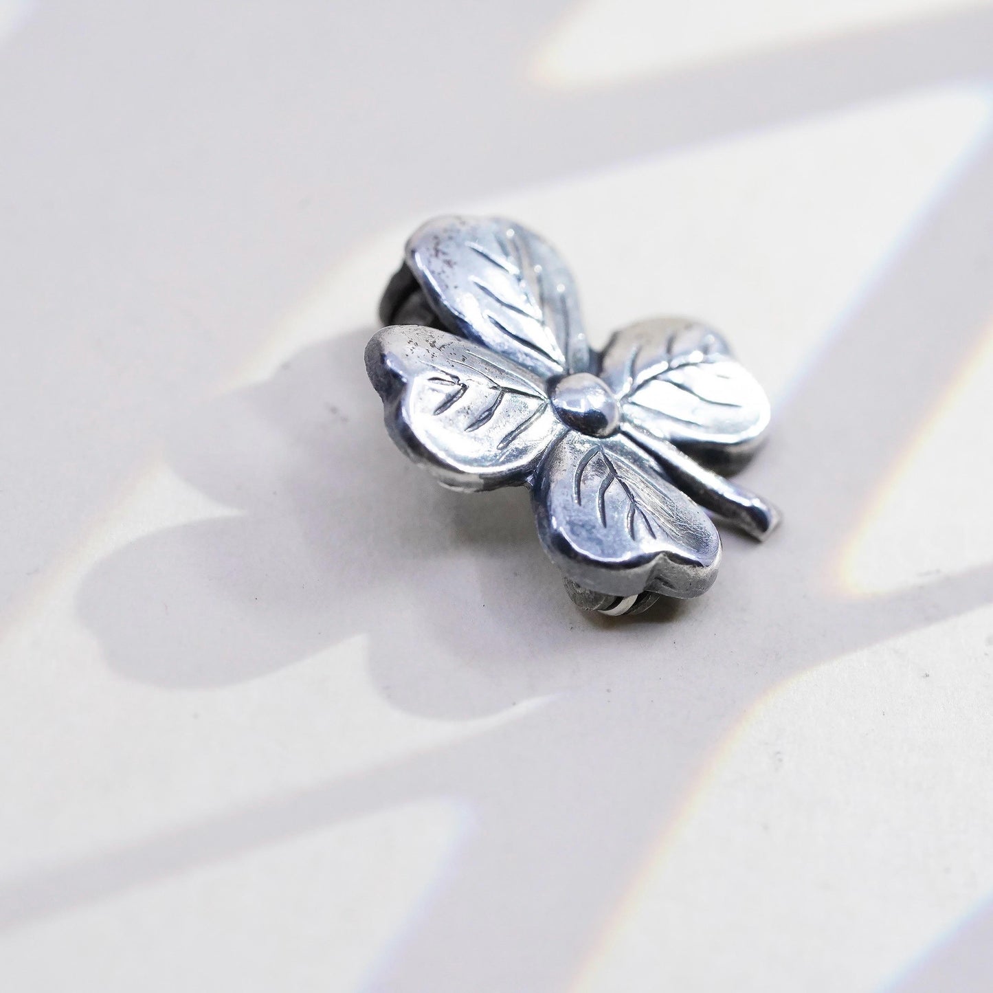 Vintage Lang sterling silver dogwood flower brooch, fine 925 silver pin