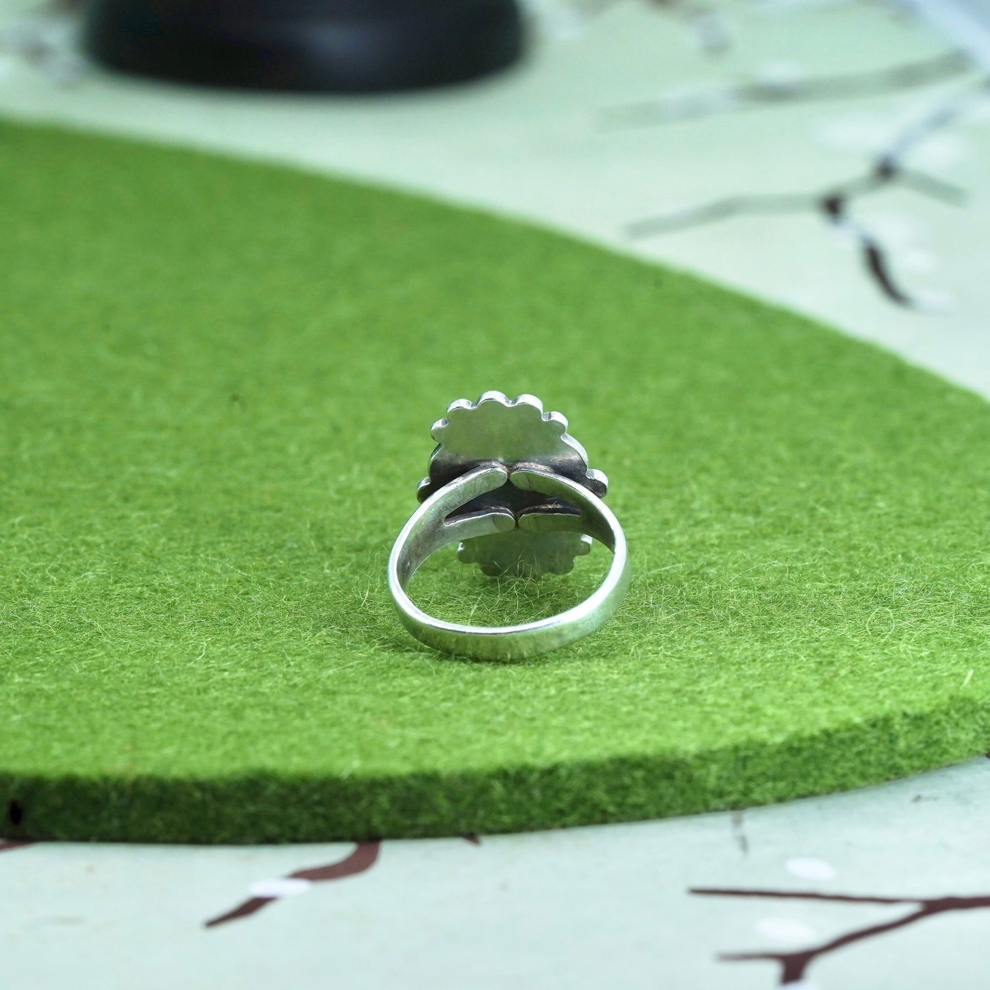 Size 4.25, Native American bell trading post sterling silver ring 925 turquoise