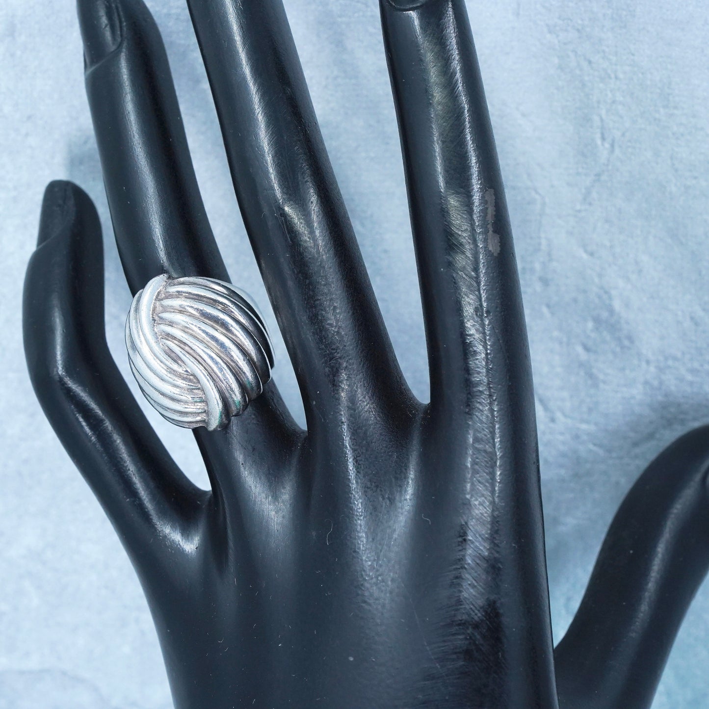 Size 4.75, vintage Sterling 925 silver handmade ring, modern ribbed band