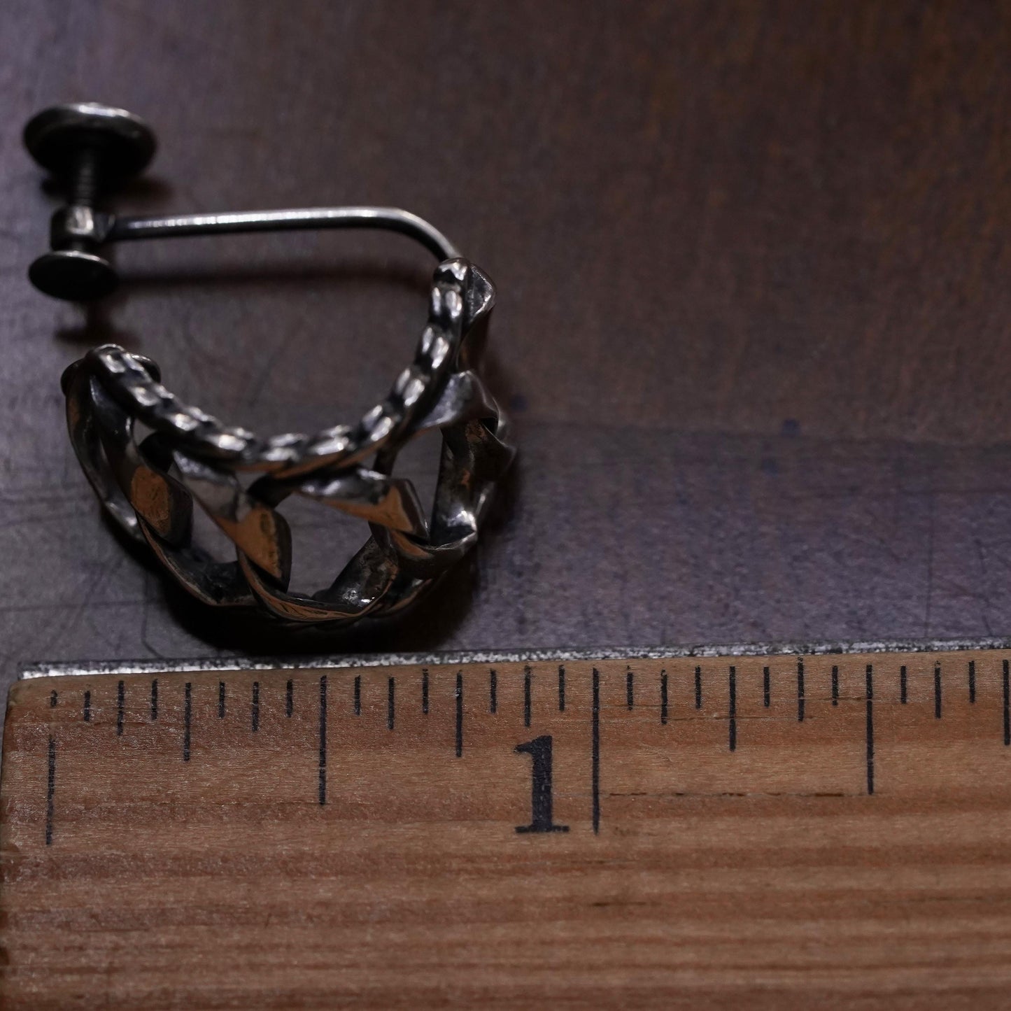 VTG southwestern Danecraft sterling silver single earring, 925 chain screw back