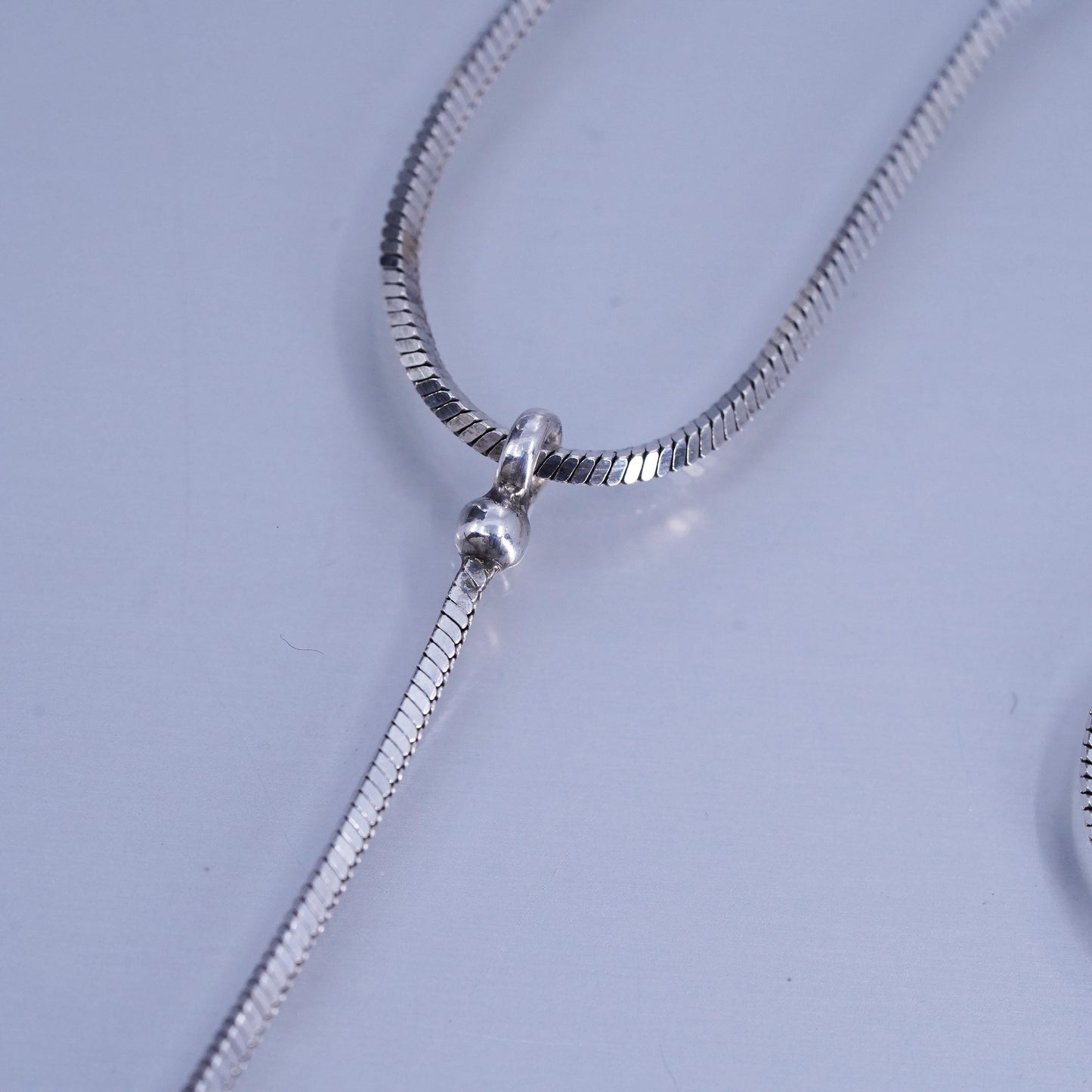 16” Italian Sterling 925 silver square snake chain necklace with 5” long drop