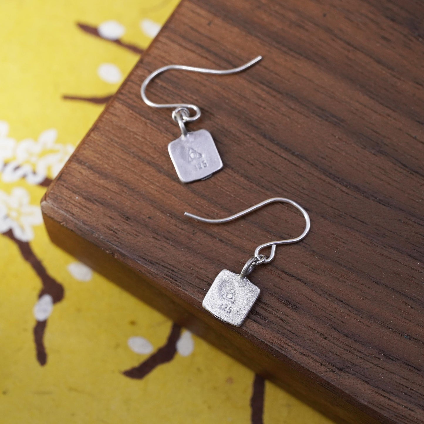 Vintage Sterling silver handmade earrings, 925 heart drops