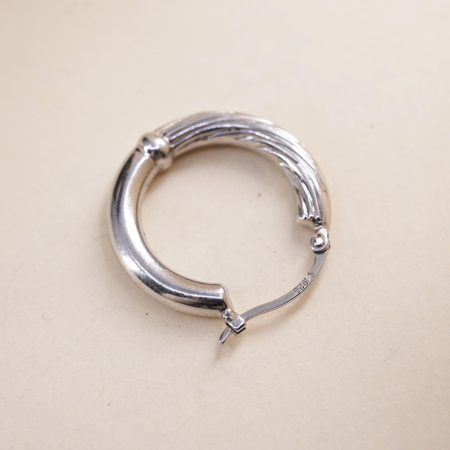 0.75", Vintage sterling 925 silver loop single earring, fashion primitive hoop