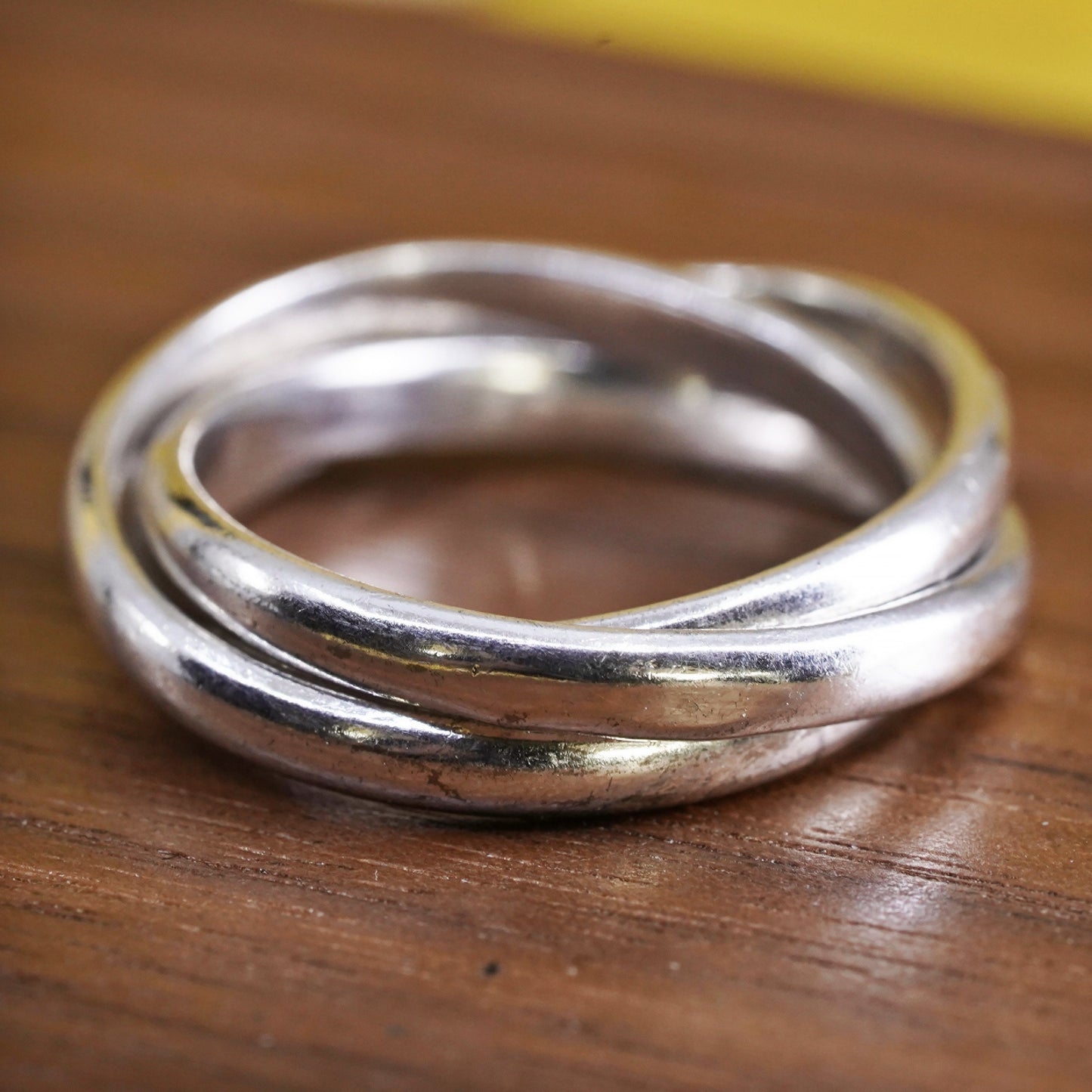 size 8, vintage Sterling silver handmade ring, 925 entwined band