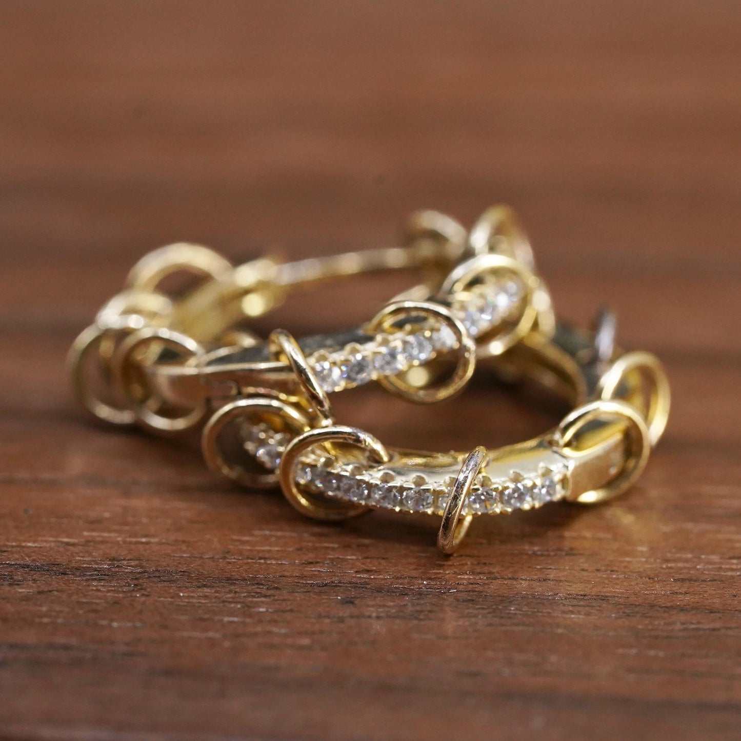0.5", vermeil gold Sterling silver earrings, 925 huggie hoops cz small rings