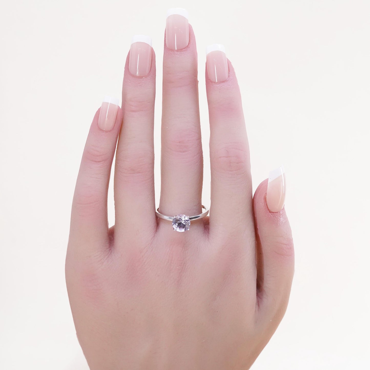 Size 9.5, vintage Sterling 925 silver engagement ring with round cut cz