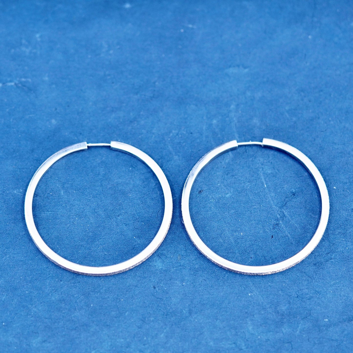1.75”, vintage Sterling silver handmade hoop earrings, 925 huggie