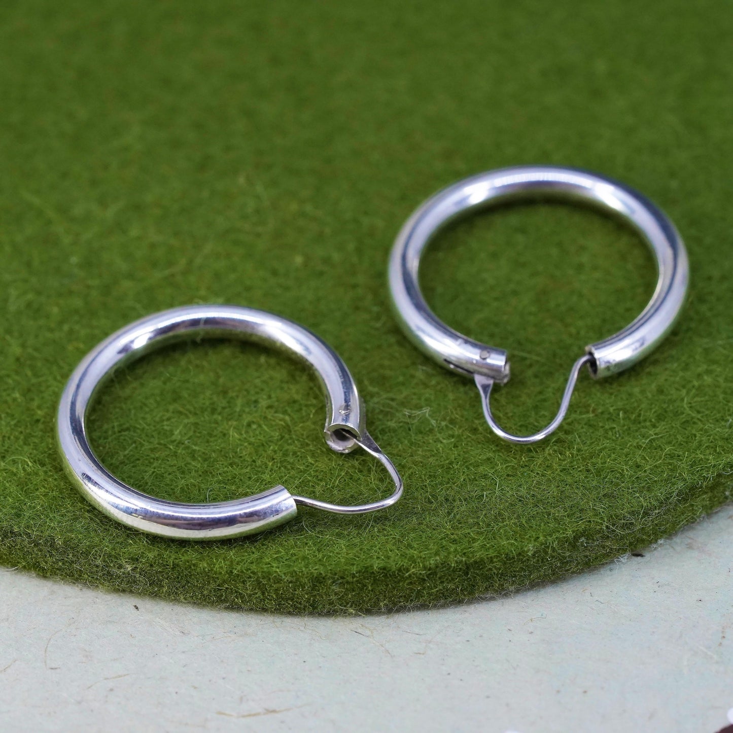 1.25", sterling silver loop earrings, fashion minimalist primitive wide hoops