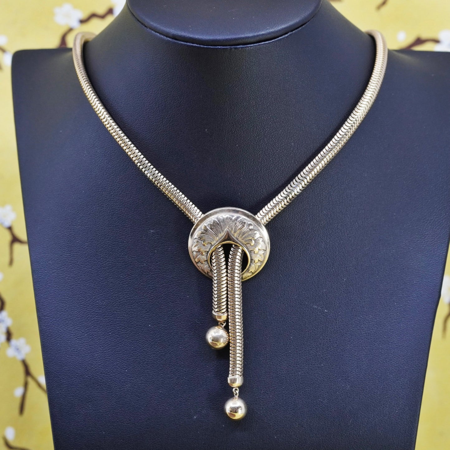 18” vermeil gold over 925 Forstner Sterling silver Snake Chain Necklace circle
