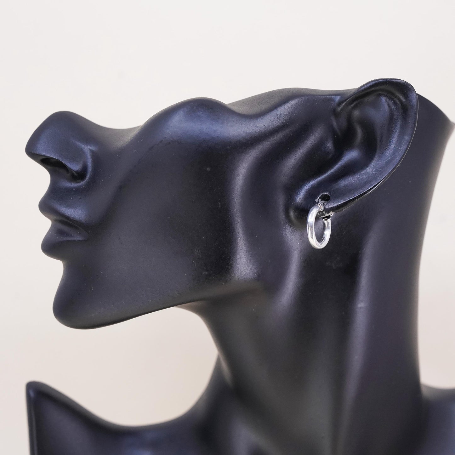 0.5", Vintage sterling silver loop single earring, minimalist primitive hoop