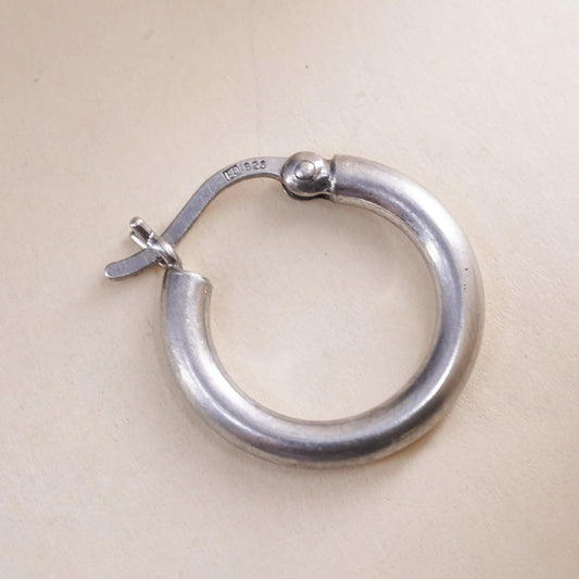 0.5", Vintage sterling silver loop single earring, minimalist primitive hoop