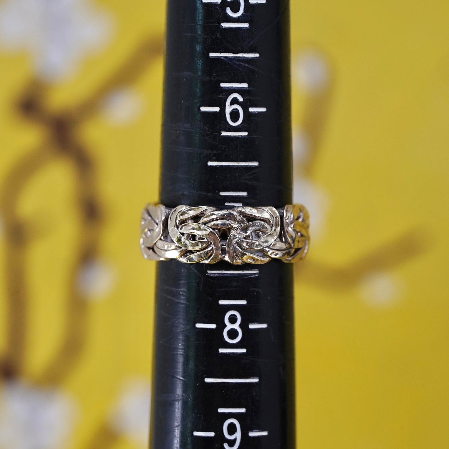 Size 7, Turkey vermeil gold Sterling silver ring, 925 birdcage Byzantine band
