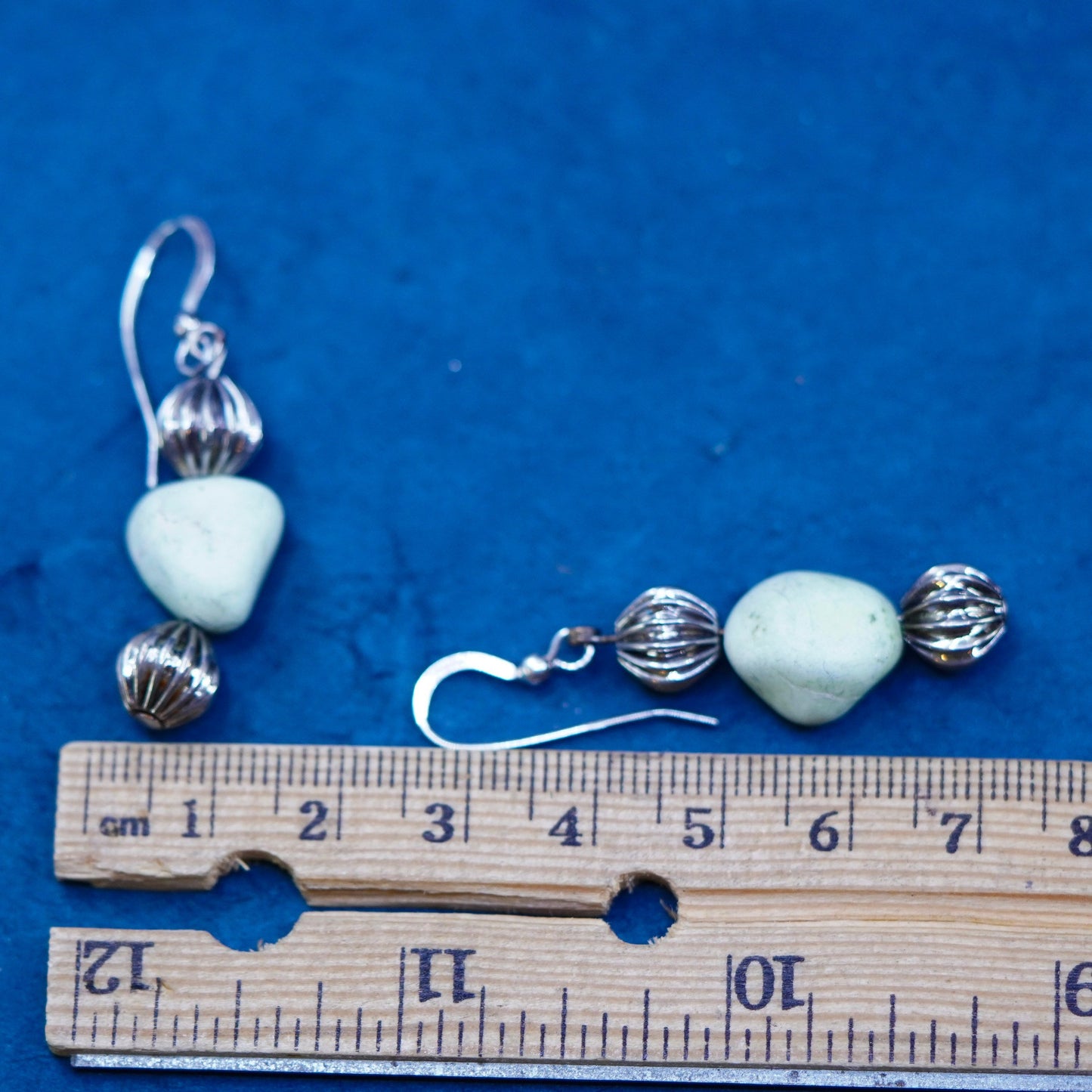Vintage sterling silver handmade earrings with howlite beads