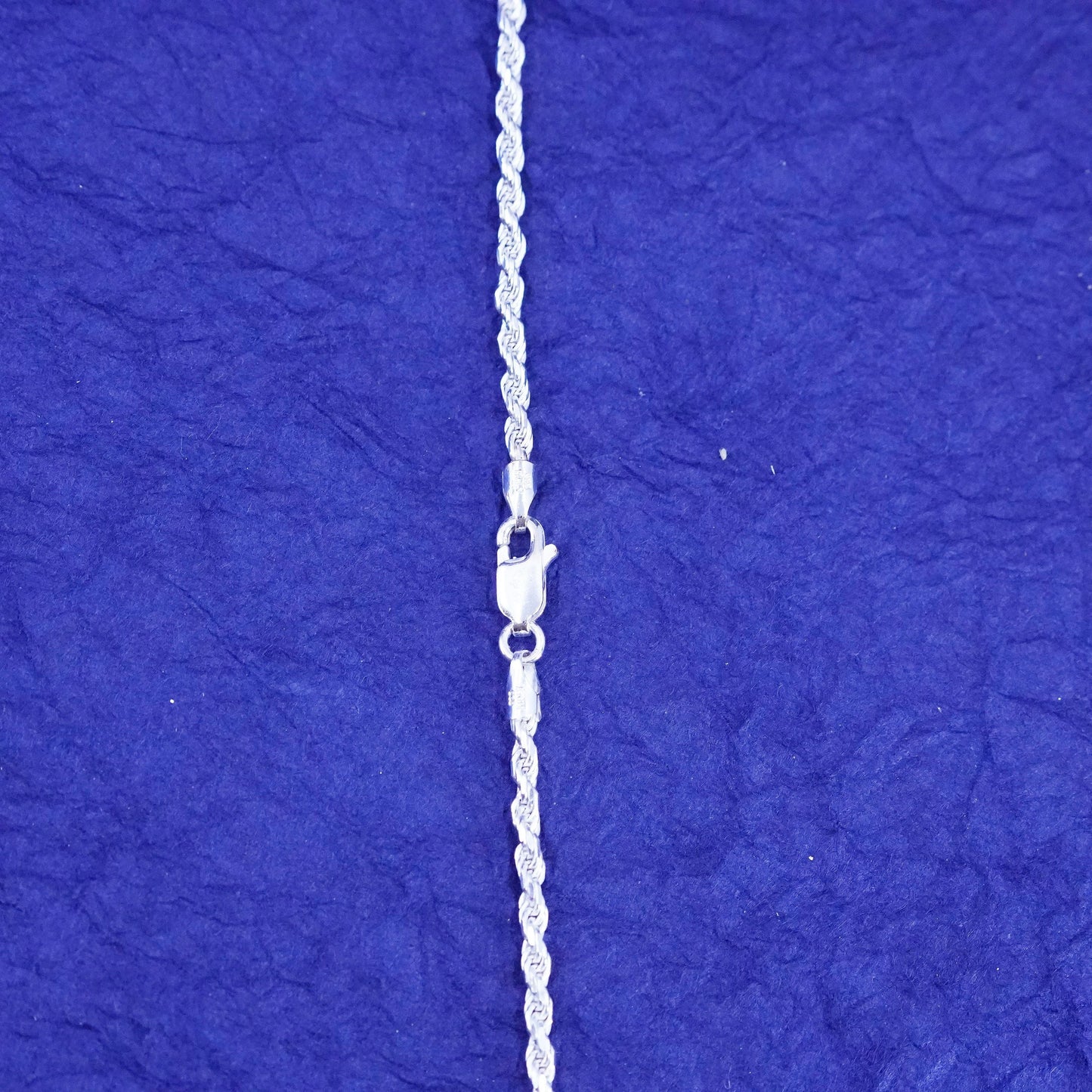 24”, 3mm, vintage Italy Sterling silver handmade necklace, 925 rope chain
