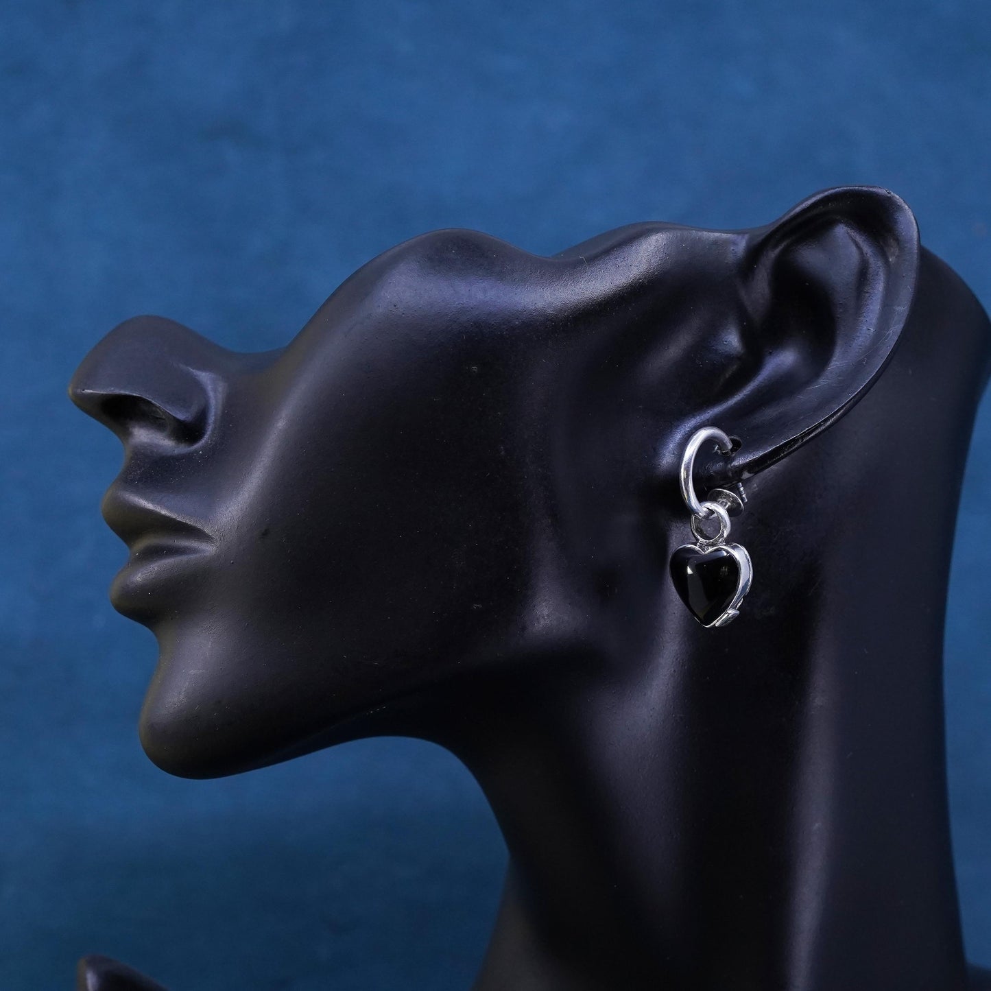 0.5”, Sterling silver earrings, 925 huggie hoops with double sided heart charms
