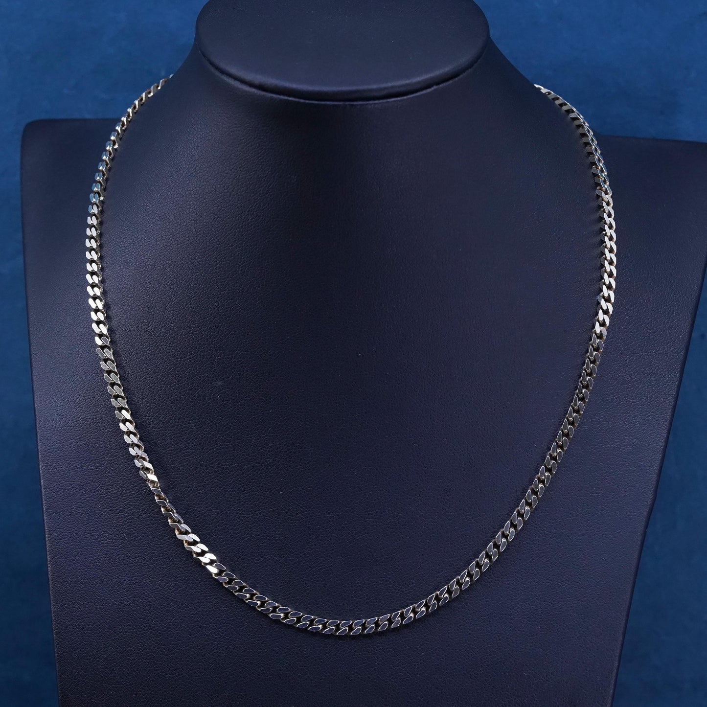 18” vintage Italian vermeil gold over silver handmade necklace, 925 curb chain