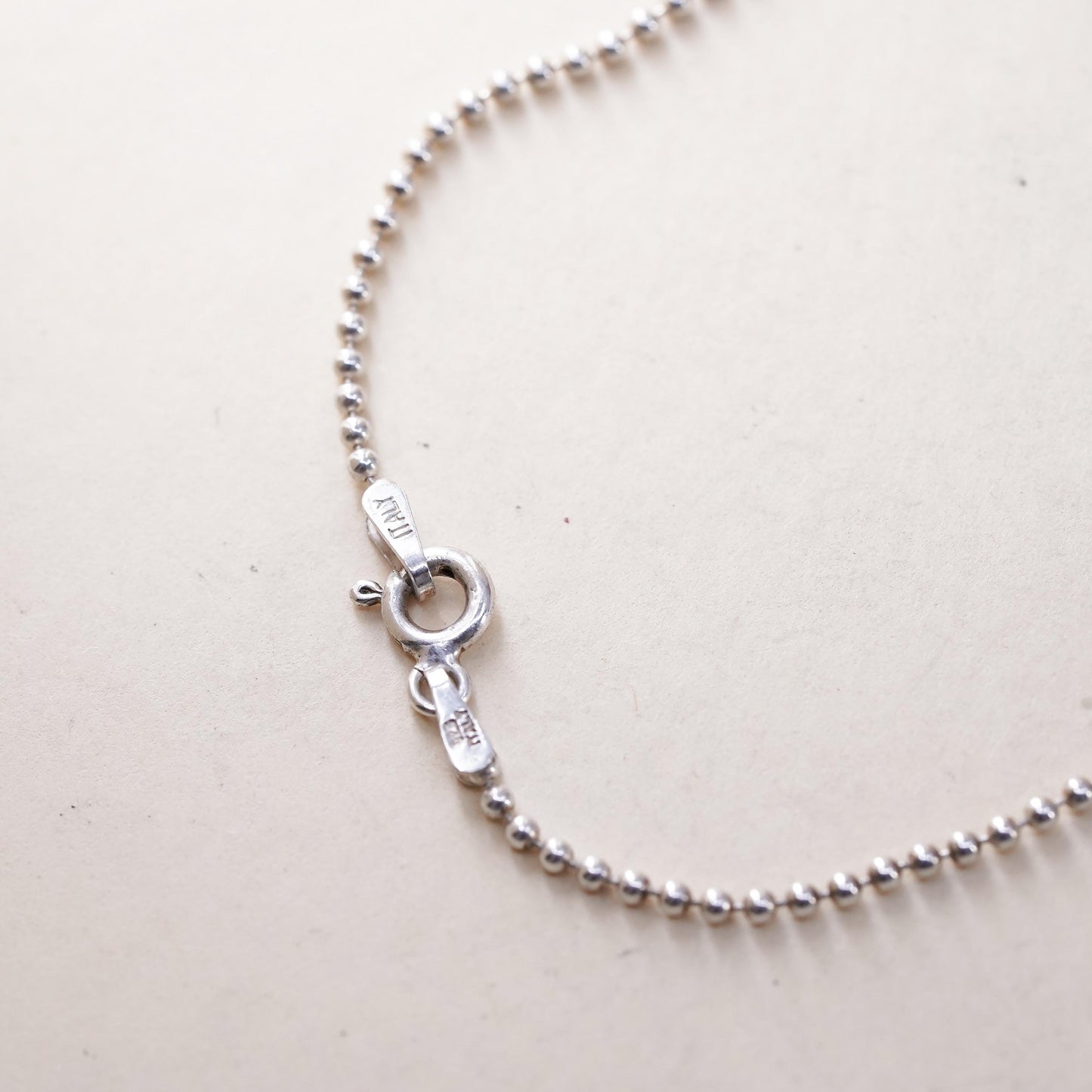 6.75”, 1mm, Vintage sterling silver bracelet, 925 bead chain