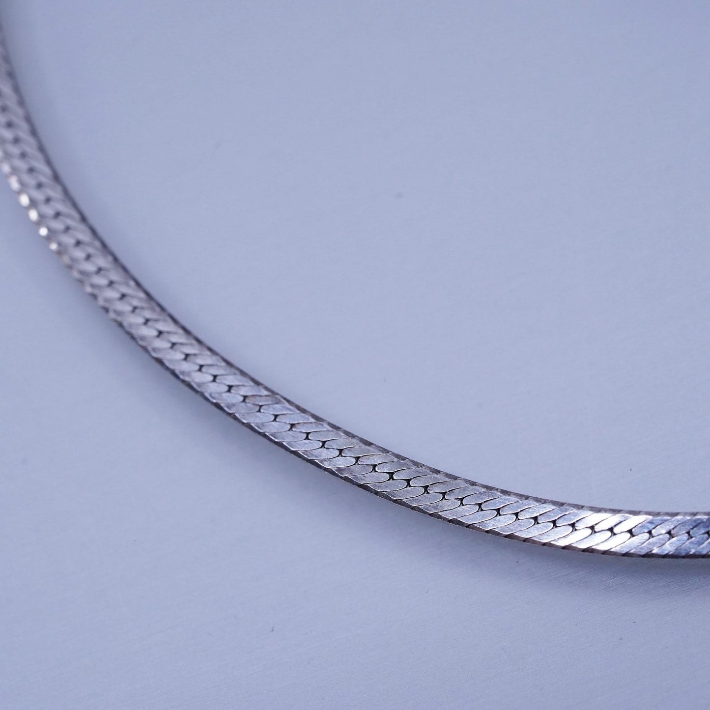 18” 3mm, vintage Italian Sterling 925 silver herringbone chain necklace