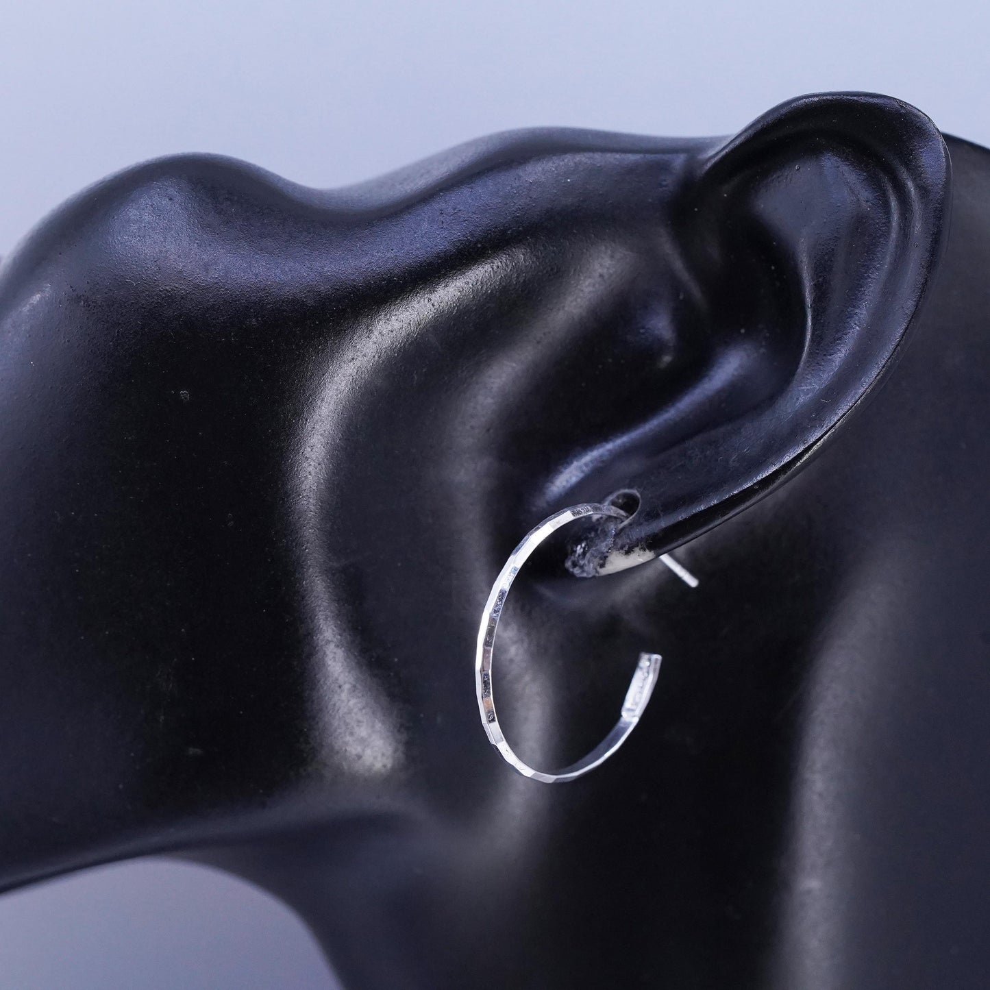 1", Vintage 925 Sterling Silver Handmade Hoop Earrings, 925 Studs huggie
