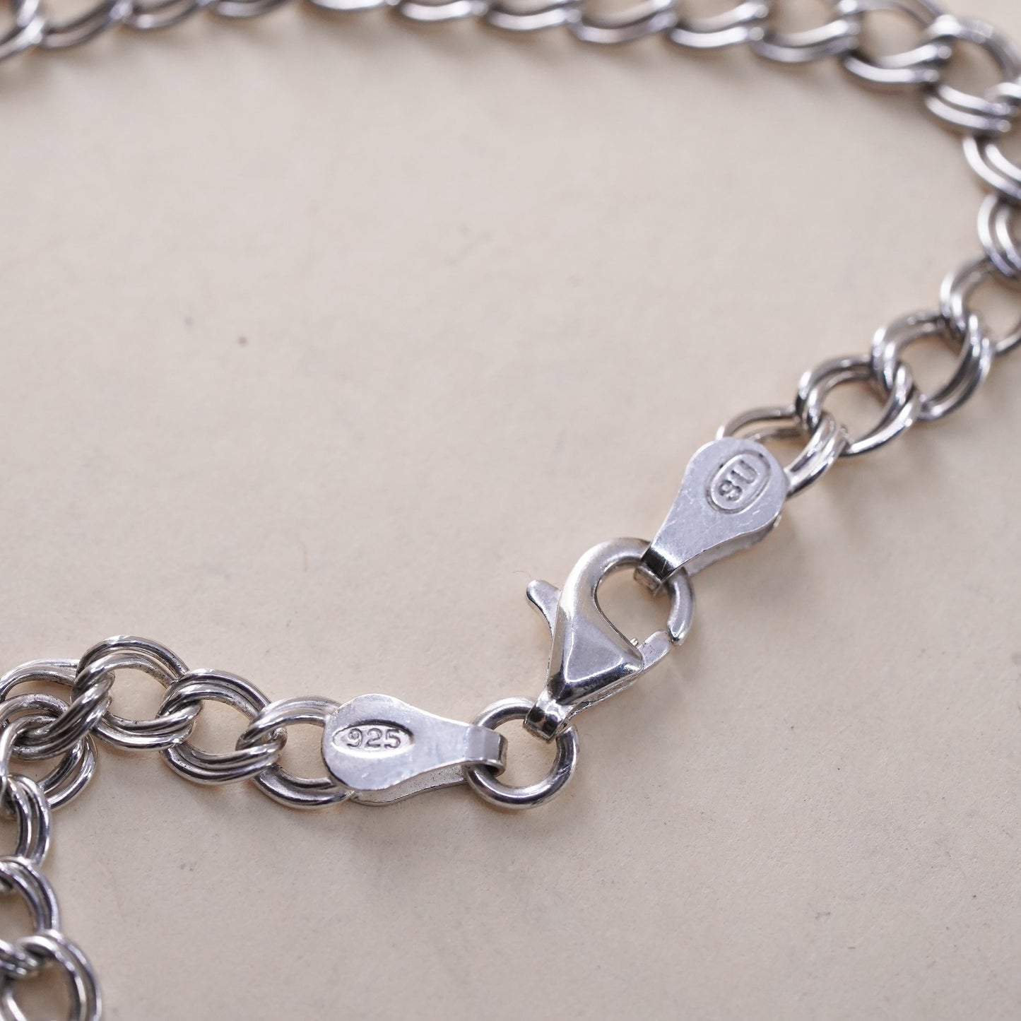 7” 5mm, Vintage sterling silver double curb link chain, 925 bracelet