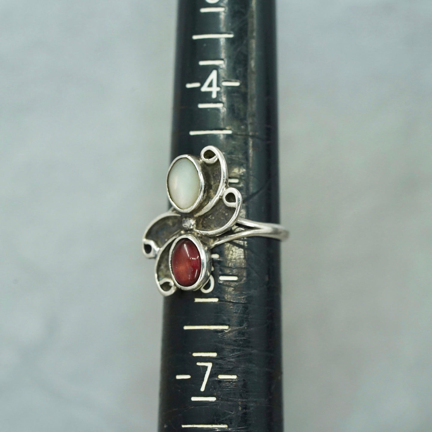 Size 5.5, southwestern Sterling 925 silver handmade ring with red tiger eye