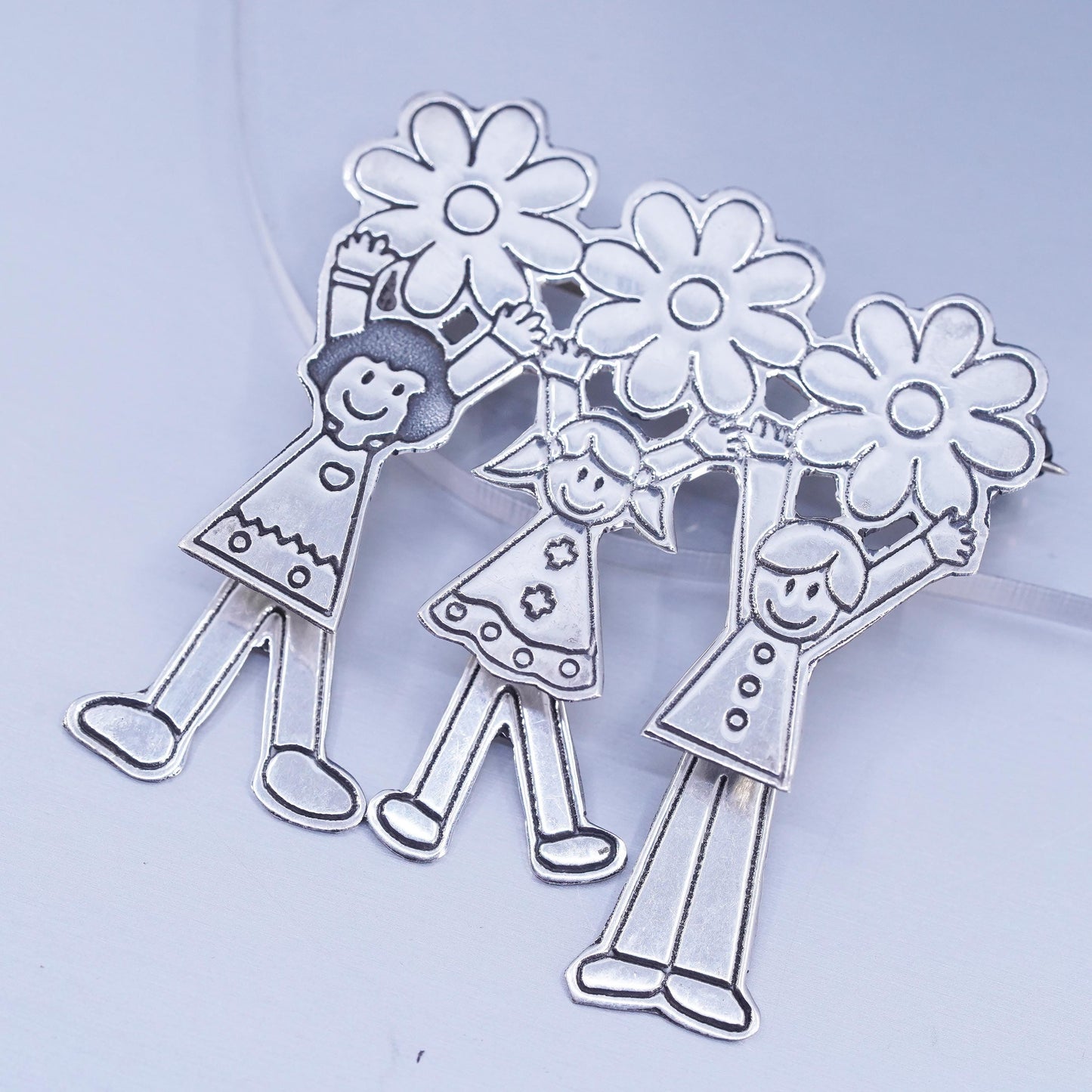 Vintage sterling silver handmade brooch, 925 save the children pin