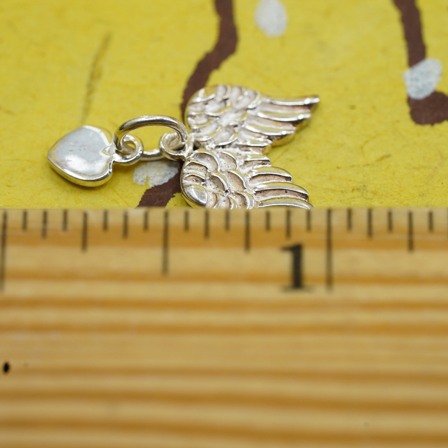 Vintage Sterling silver handmade charm, 925 wings pendant