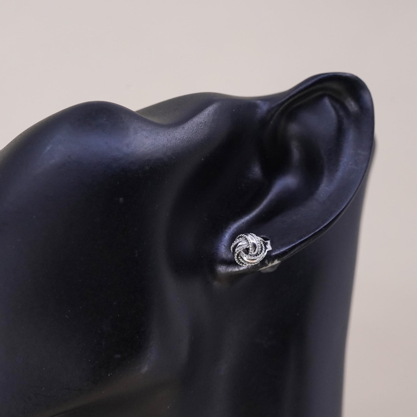 Vintage handmade single earring. Sterling 925 silver 10mm beads stud