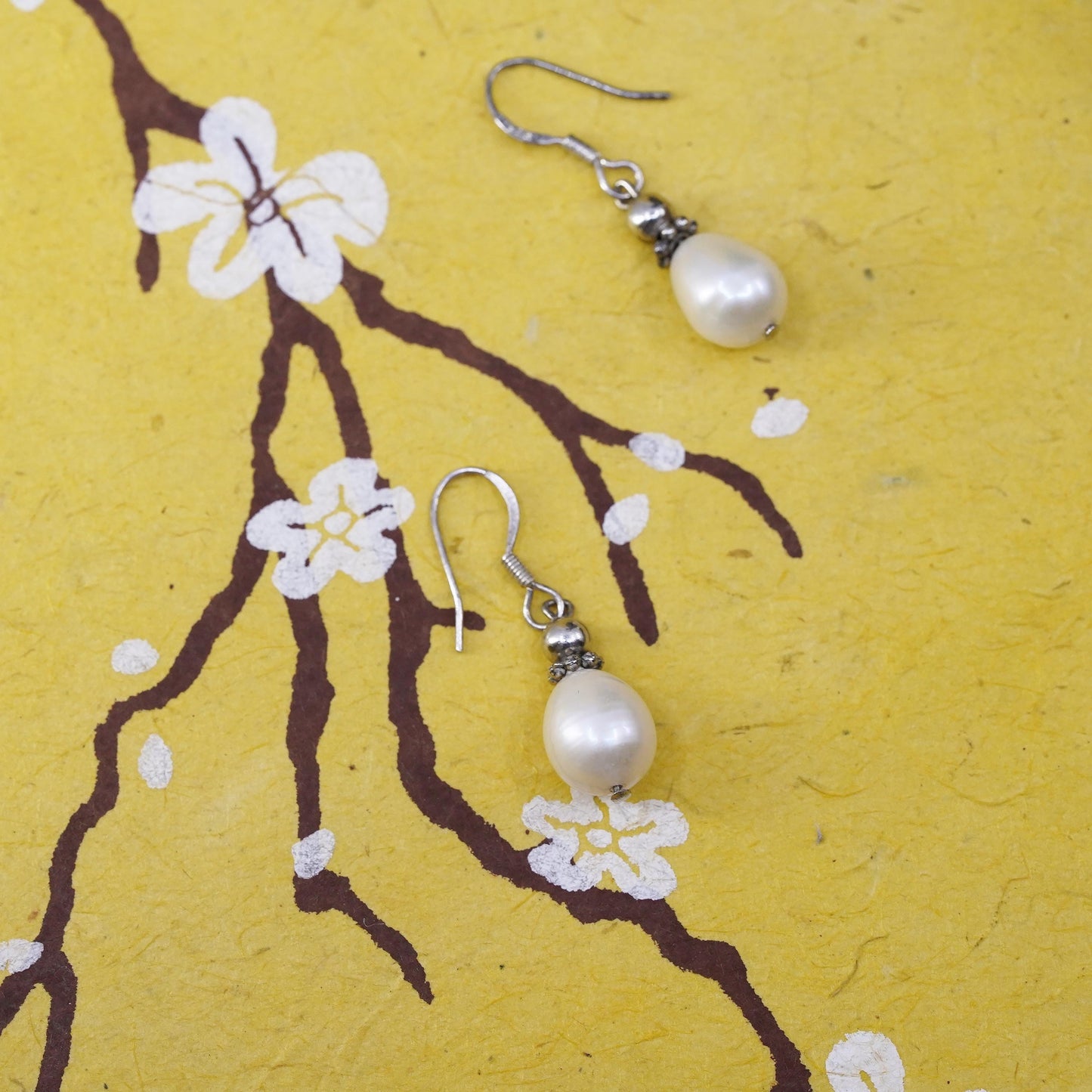 Sterling silver handmade earrings, 925 studs with pearl drops