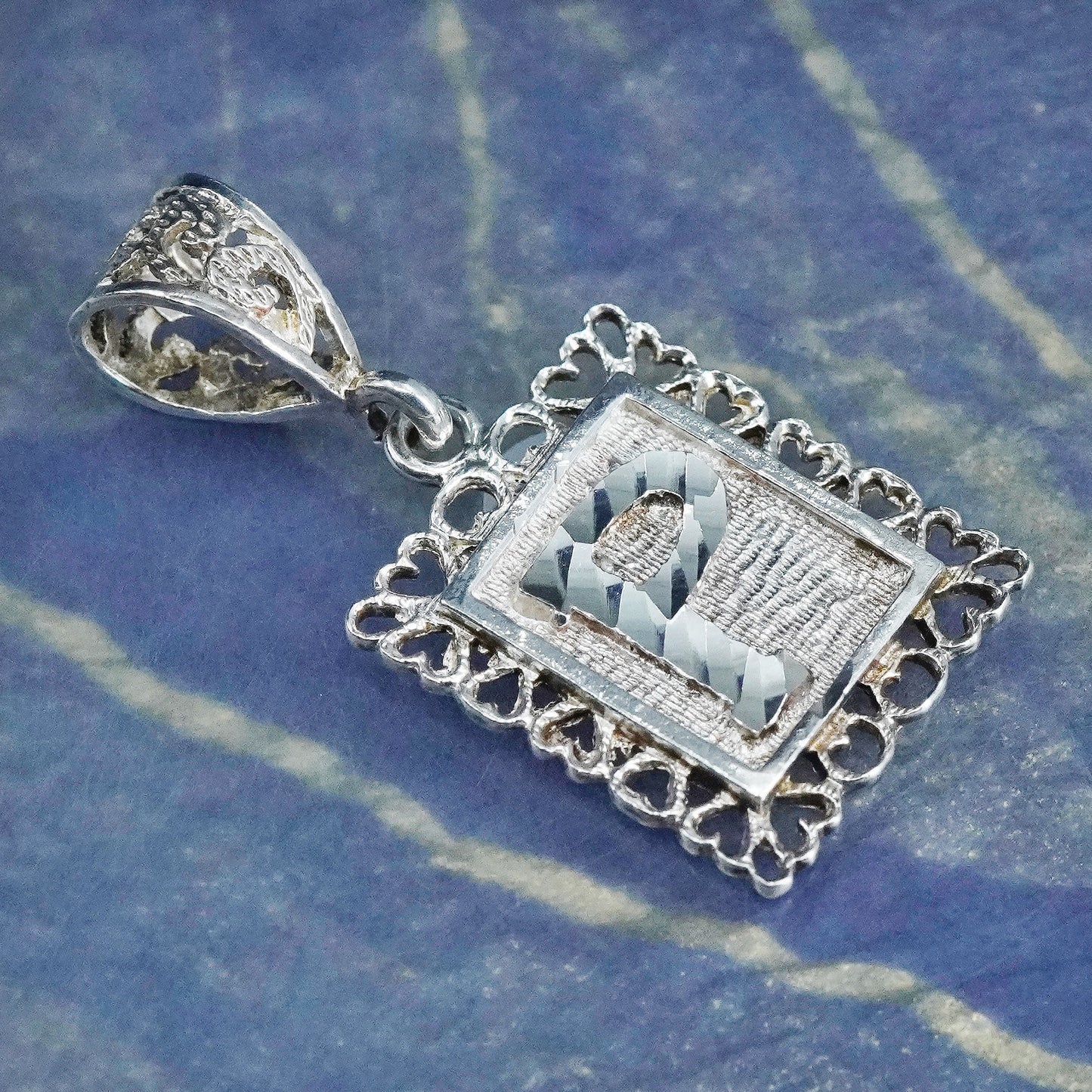 Vintage sterling silver handmade pendant, 925 charm with letter “P”