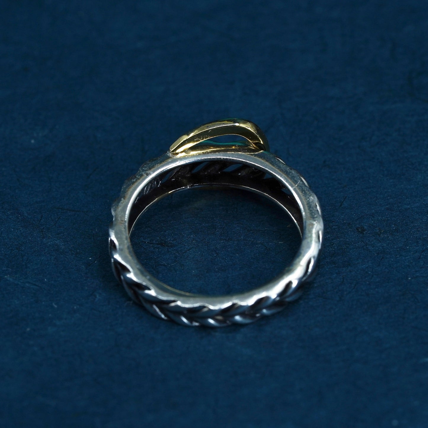 Size 8, two tone sterling silver ring, solid 925 silver filigree belt band