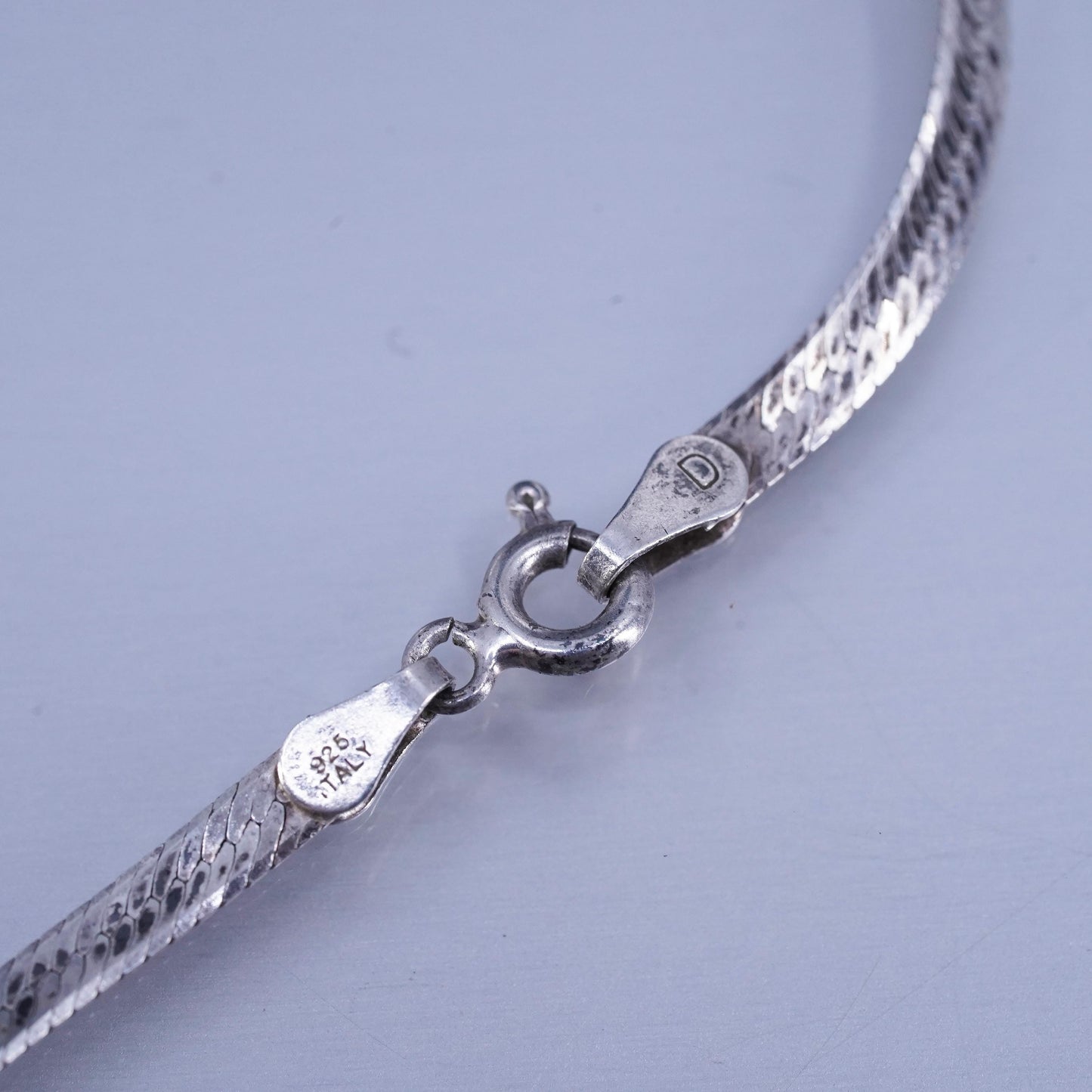 20” 3mm, vintage Italian Sterling 925 silver herringbone chain necklace