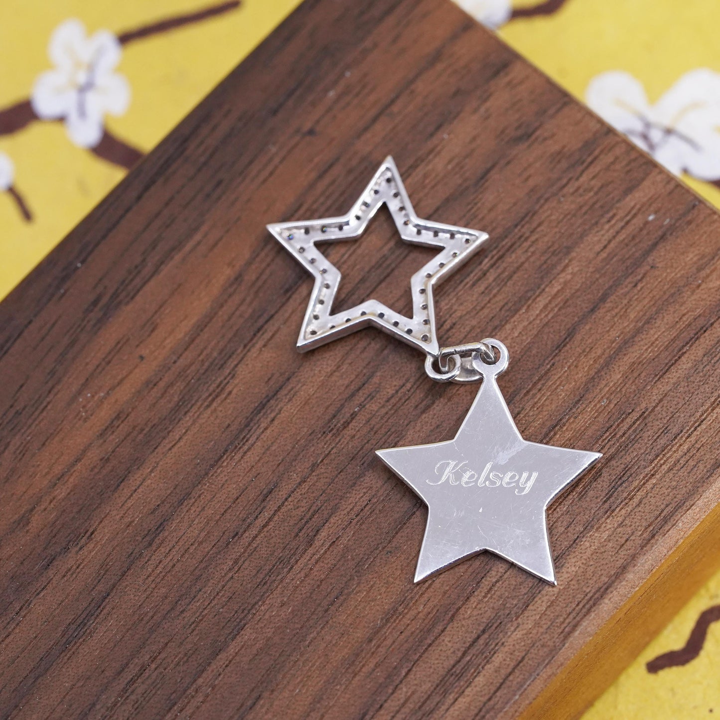 Vintage Judith Jack Sterling silver pendant, 925 double star cluster cz Kelsey