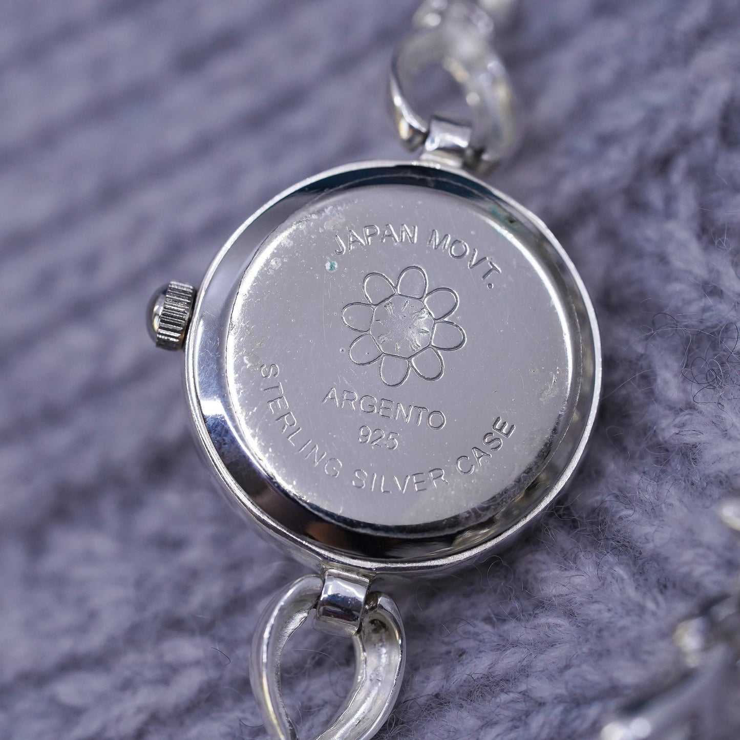 7”, Sterling Silver 925 Watch Argento Brand Round Face Silver not Working