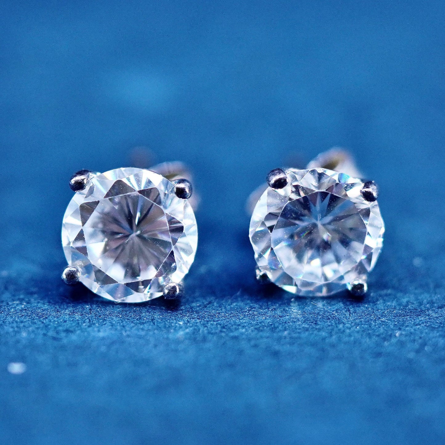 7mm, Sterling silver handmade earrings, 925 cz studs