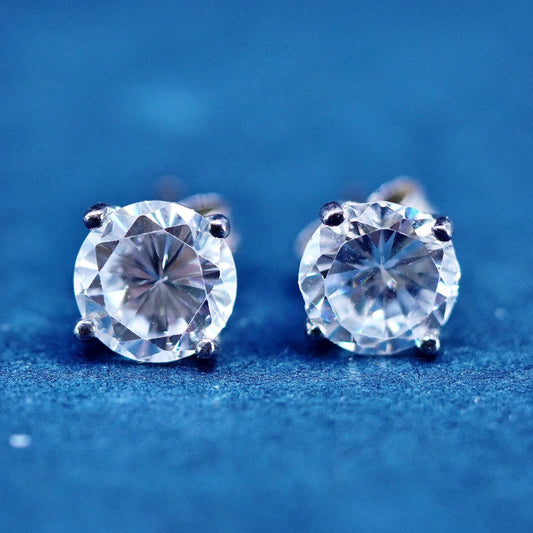 7mm, Sterling silver handmade earrings, 925 cz studs