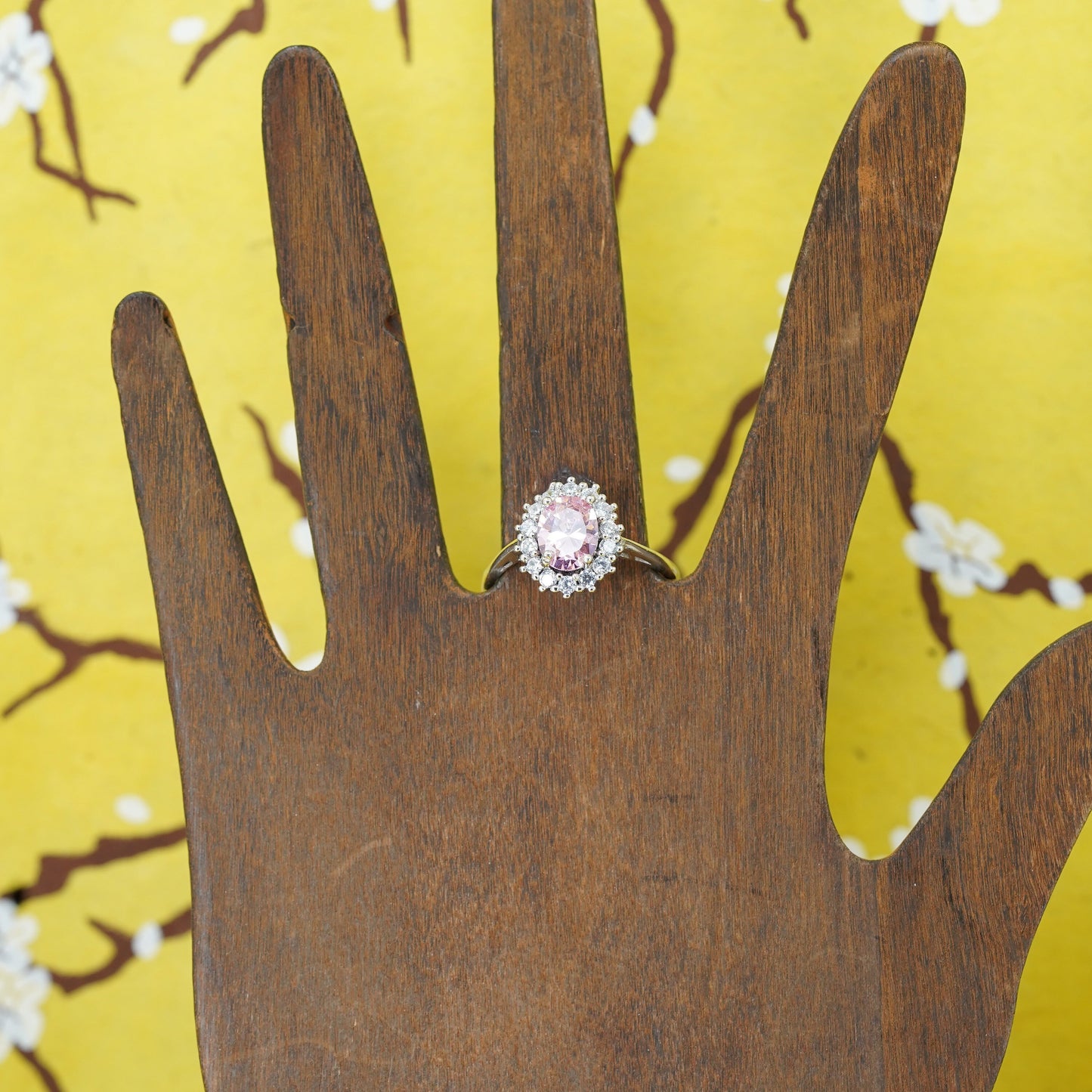 Size 11.5, vintage Sterling 925 silver handmade ring with pink cz