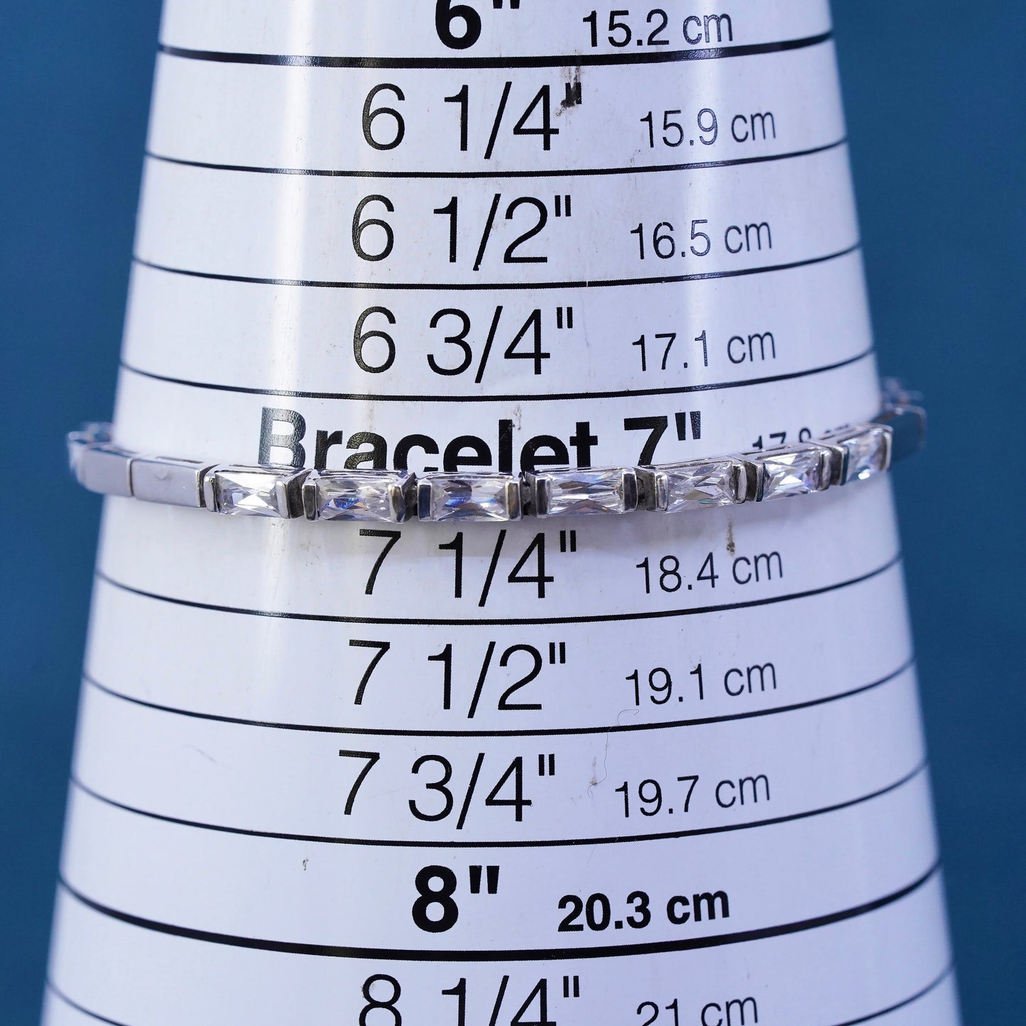 7", vintage Sterling 925 silver tennis bracelet with clear cz