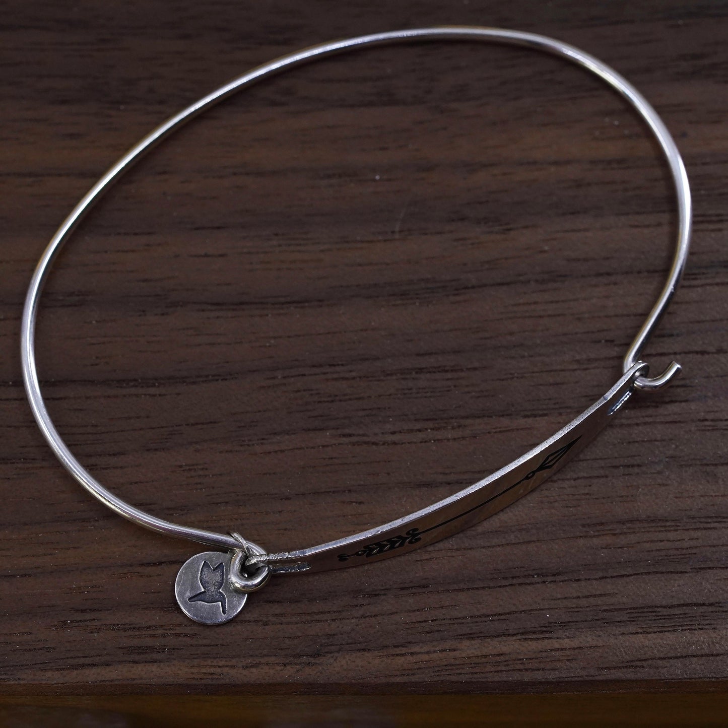 6.25", vintage CHAMILIA CHAM sterling silver bracelet, 925 hinged bangle arrow