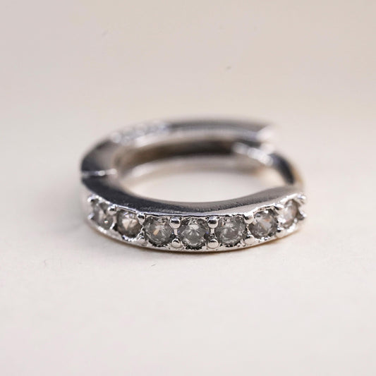 0.5”, Vintage sterling silver single earring, 925 huggie hoop with cz