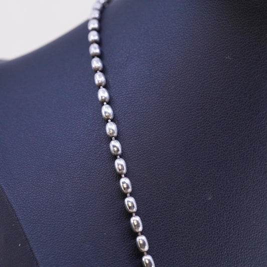 18”, 3mm, vintage Sterling silver necklace, Italian 925 oval bead chain